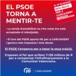 El Partit Popular de Carcaixent acusa al PSOE de difondre informaci falsa sobre la 'senda d'estabilitat'